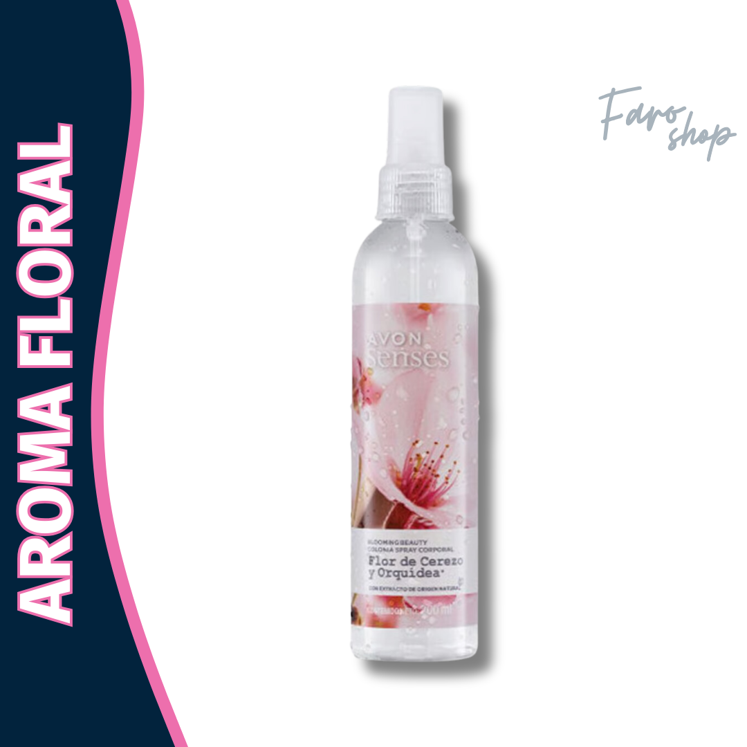 COLONIA SPRAY CORPORAL FLOR DE CEREZO Y ORQUIDEA AVON SENSES