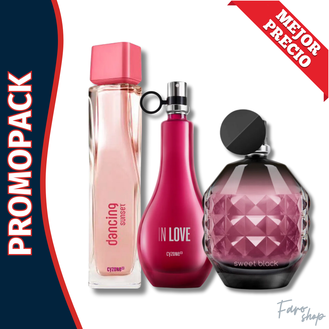 PROMOPACK PERFUMES DANCING SUNSET + IN LOVE + SWEET BLACK