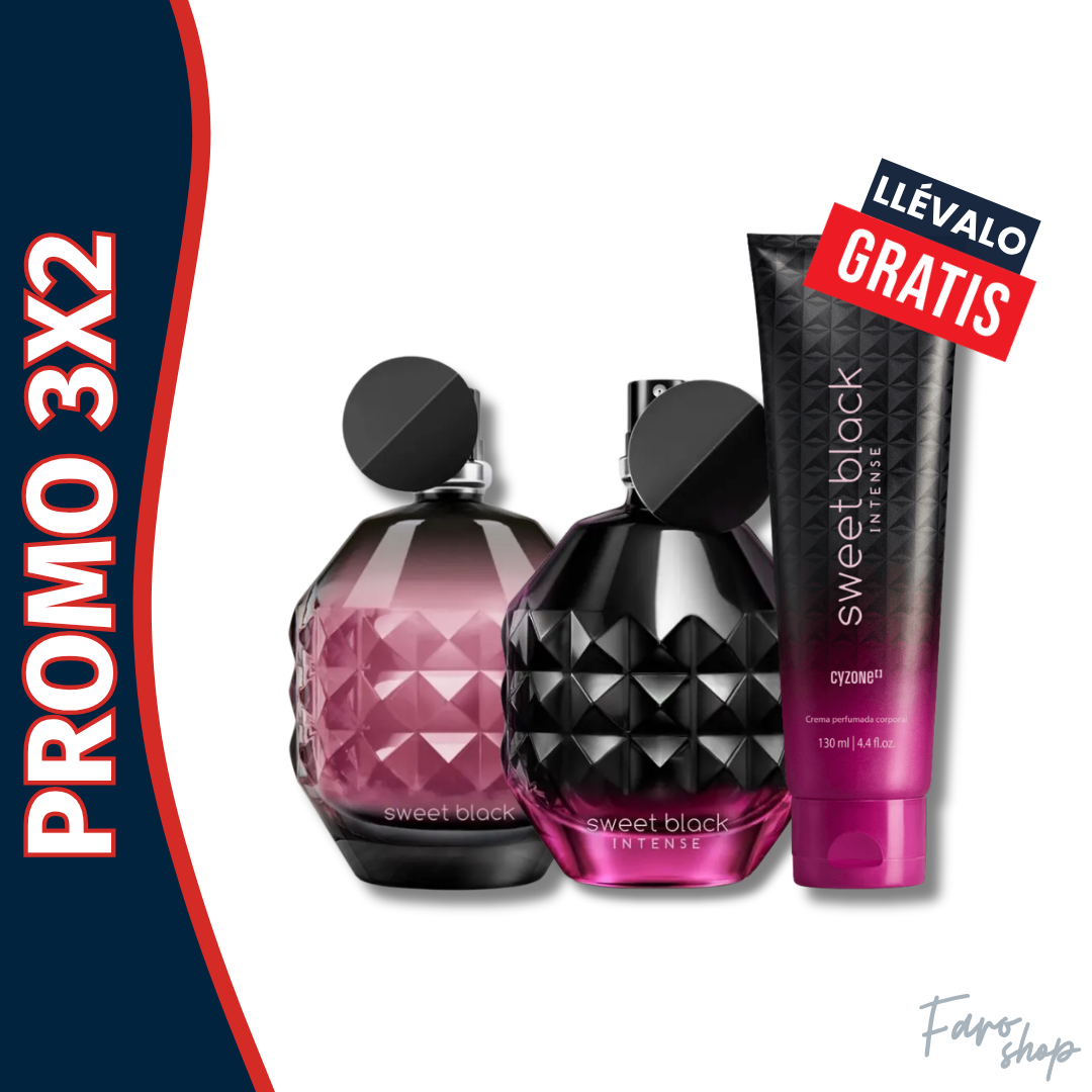PROMO 3X2 - SWEET BLACK + SWEET BLACK INTENSE LLEVA CREMA SWEET BLACK INTENSE GRATIS