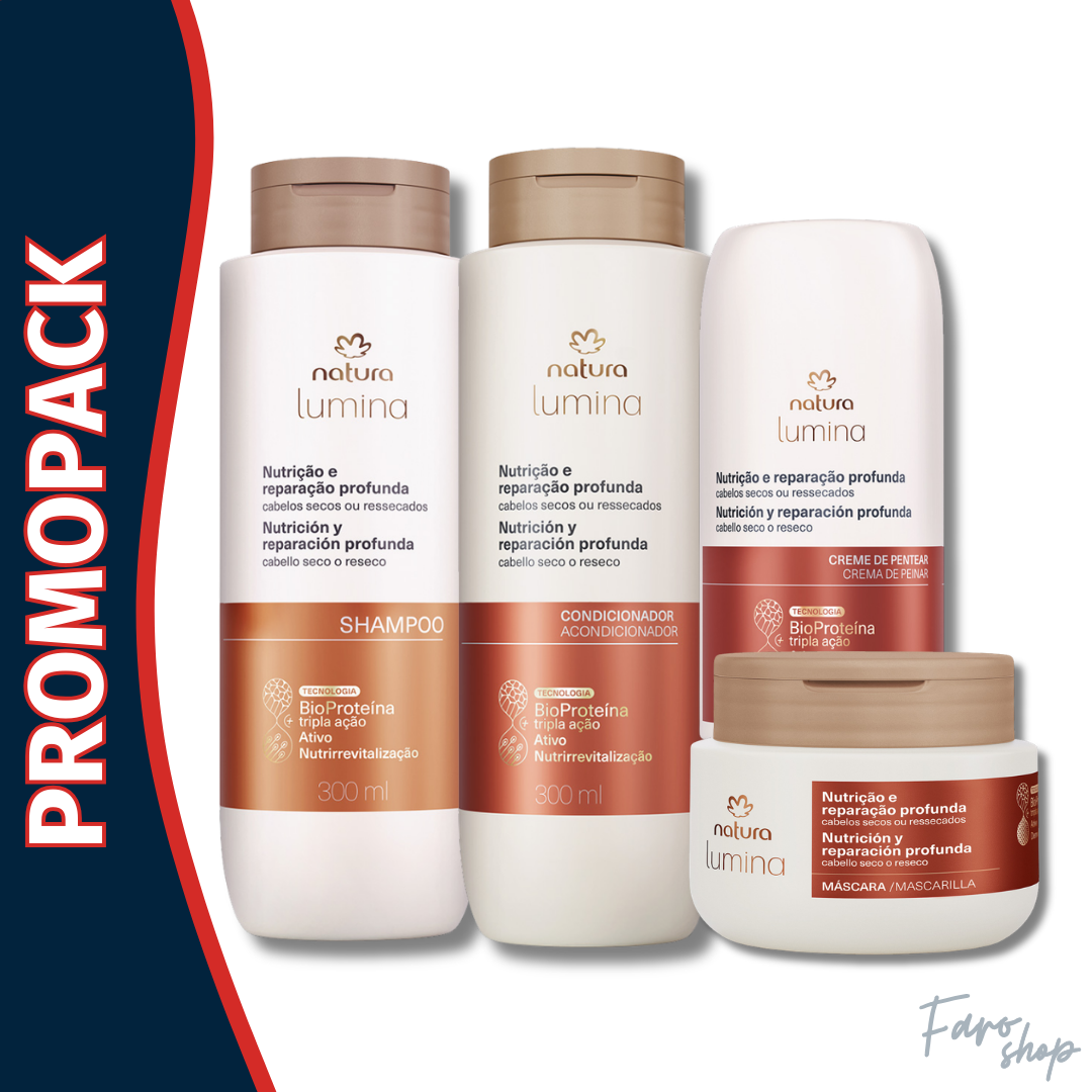 PROMOPACK SHAMPOO + ACONDICIONADOR+ MASCARILLA + CREMA DE PEINAR LUMINA NUTRICIÓN Y REPARACIÓN PROFUNDA
