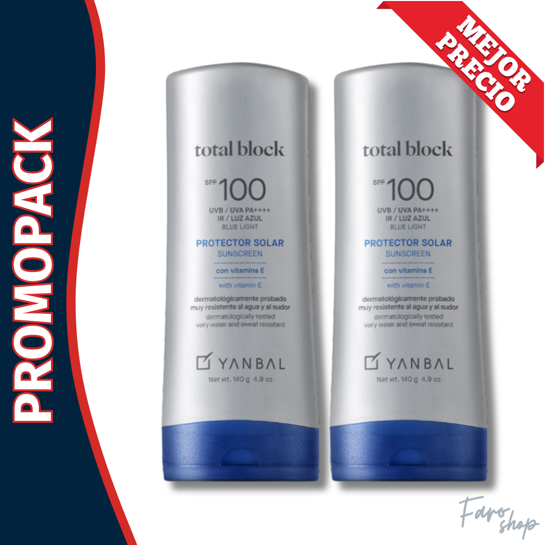 PROMOPACK 2 PROTECTOR SOLAR BLOQUEADOR SPF 100 TOTAL BLOCK - 140 G