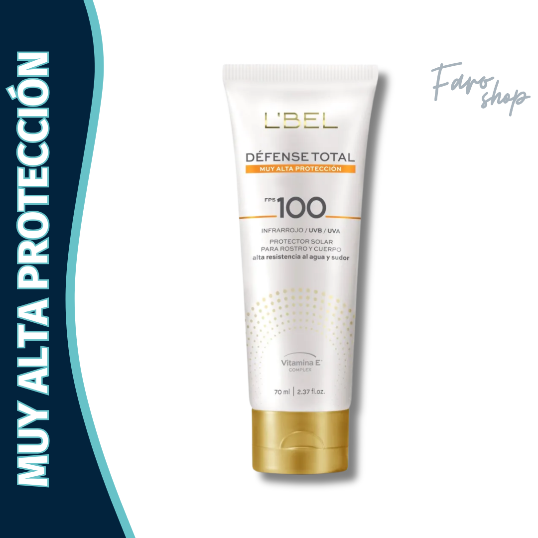 PROTECTOR SOLAR PARA ROSTRO Y CUERPO DEFENSE TOTAL FPS100 70ML