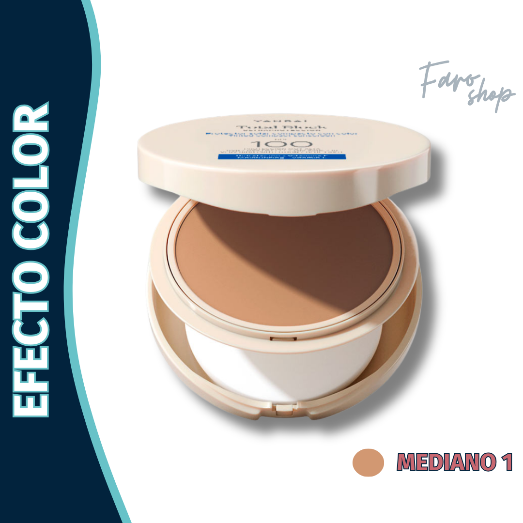 PROTECTOR SOLAR COMPACTO SPF 100 TOTAL BLOCK -Mediano 1 (Beige claro)