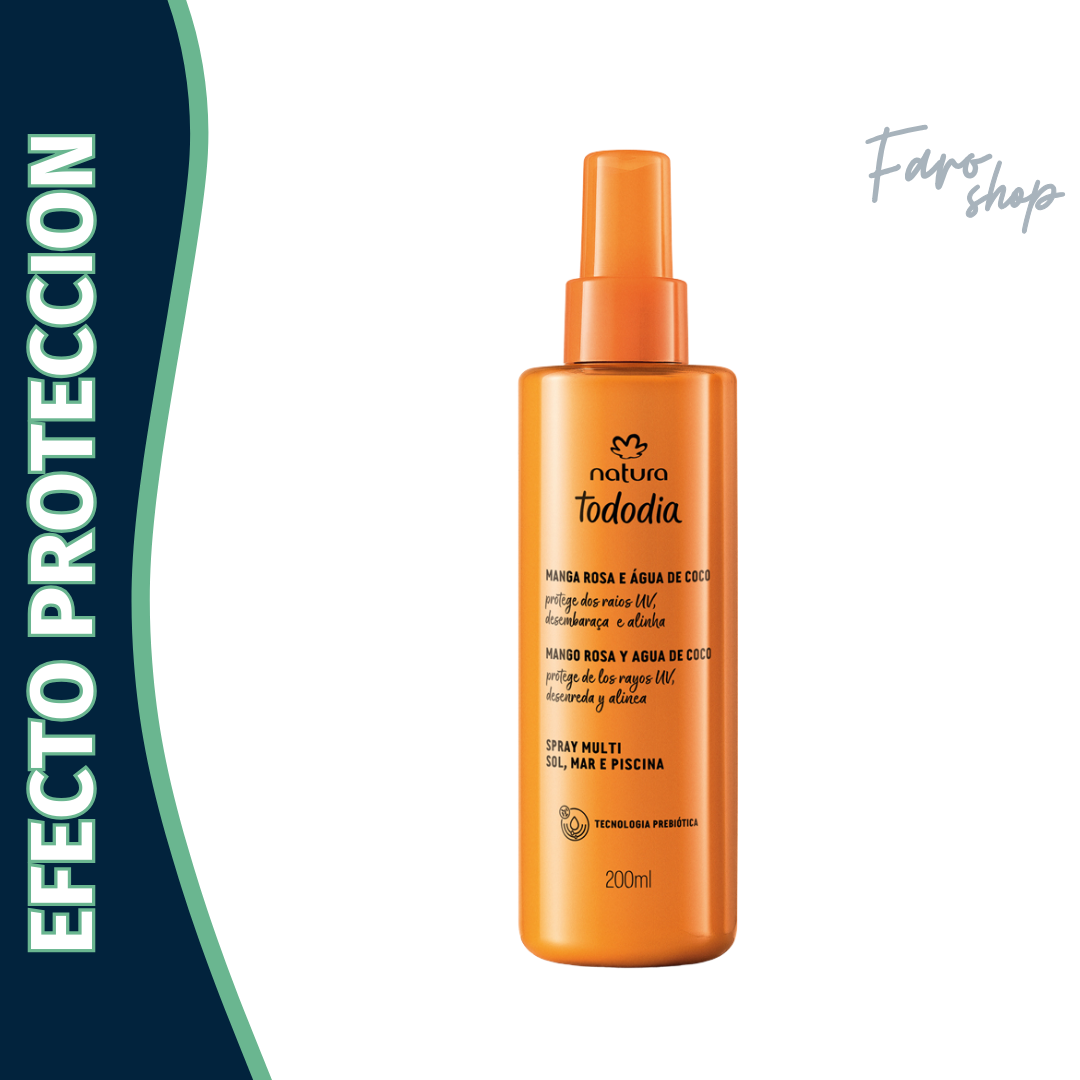 SPRAY ACONDICIONADOR TODODIA MULTI SOL, MAR Y PISCINA MANGO ROSA Y AGUA DE COCO