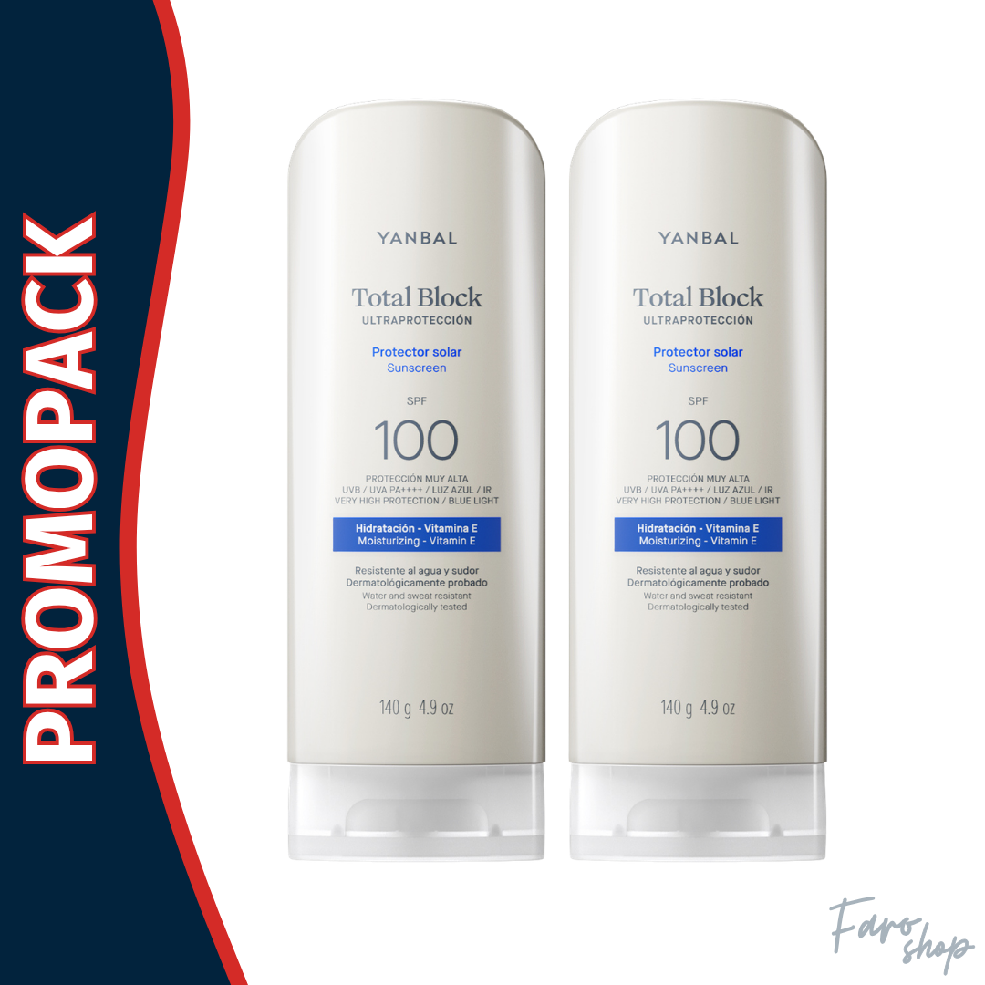 PROMOPACK 2 PROTECTOR SOLAR BLOQUEADOR SPF 100 TOTAL BLOCK - 140 G