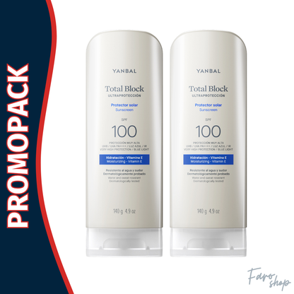 PROMOPACK 2 PROTECTOR SOLAR BLOQUEADOR SPF 100 TOTAL BLOCK - 140 G