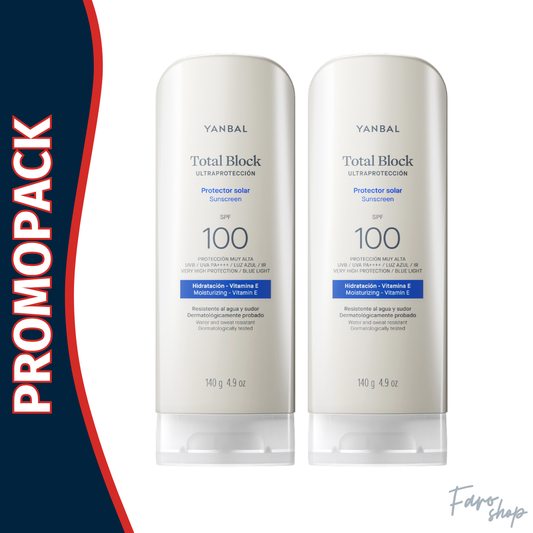 PROMOPACK 2 PROTECTOR SOLAR BLOQUEADOR SPF 100 TOTAL BLOCK - 140 G