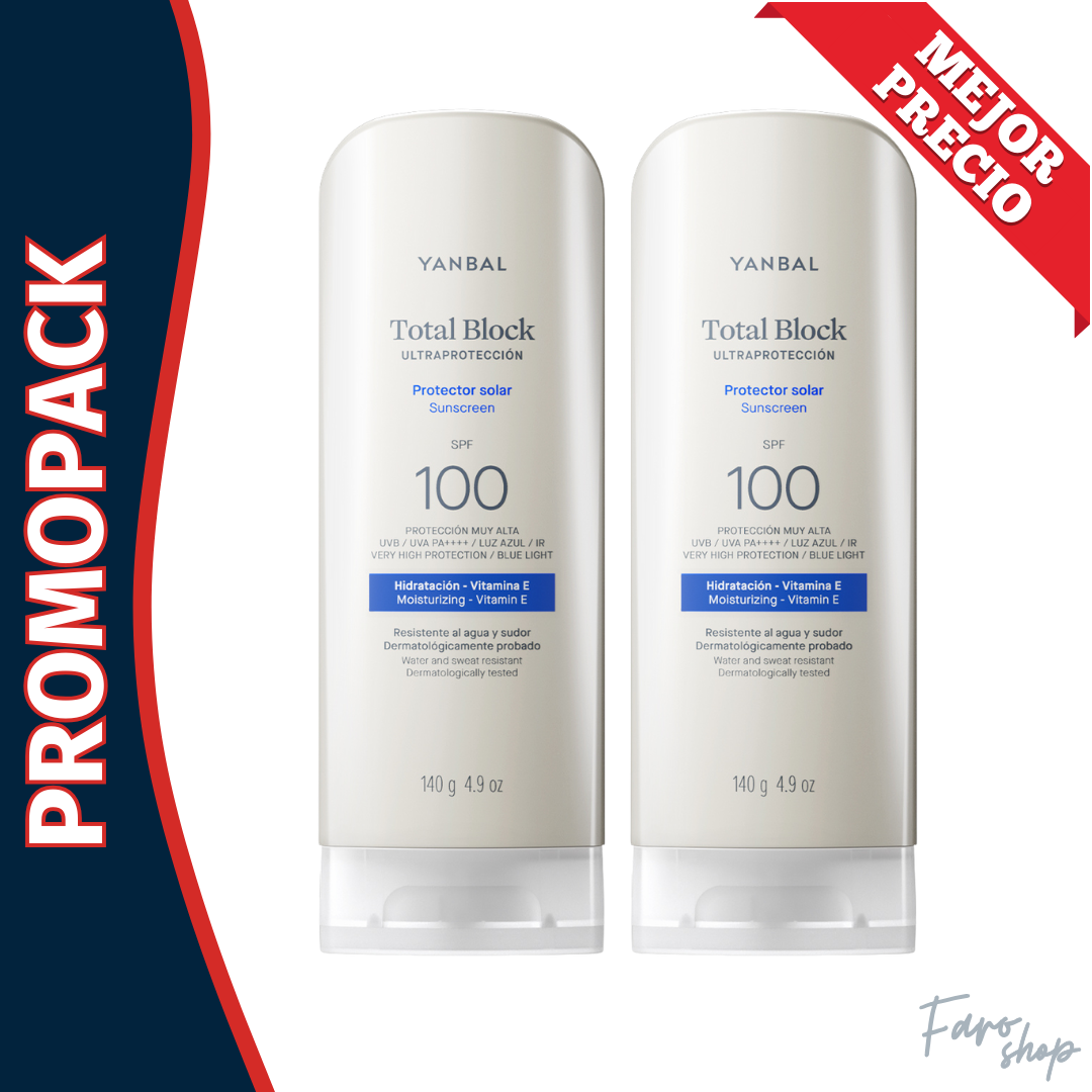 PROMOPACK 2 PROTECTOR SOLAR BLOQUEADOR SPF 100 TOTAL BLOCK - 140 G