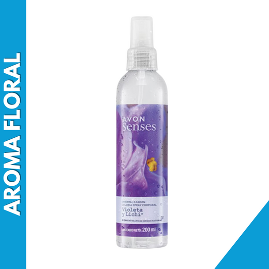 COLONIA SPRAY CORPORAL VIOLETA Y LICHI AVON SENSES