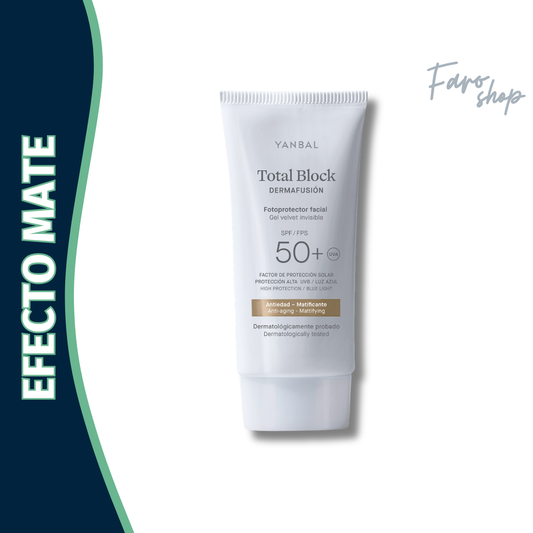 FOTOPROTECTOR FACIAL GEL VELVET INVISIBLE SPF 50+ TOTAL BLOCK DERMAFUSIÓN