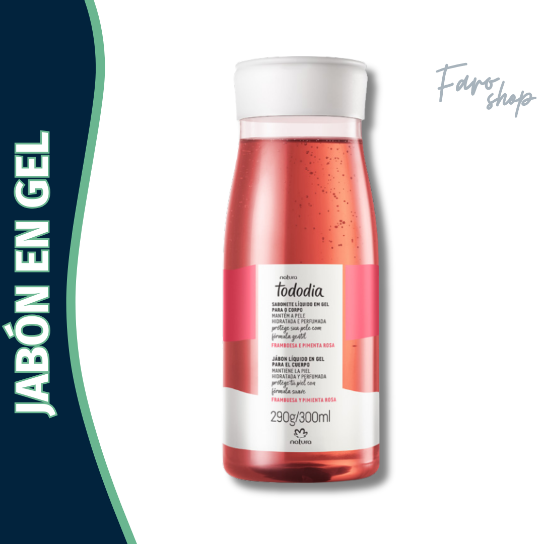 JABON LIQUIDO EN GEL PARA EL CUERPO TODODIA FRAMBUESA Y PIMIENTA ROSA