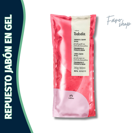REPUESTO JABON LIQUIDO EN GEL TODODIA FRAMBUESA Y PIMIENTA ROSA