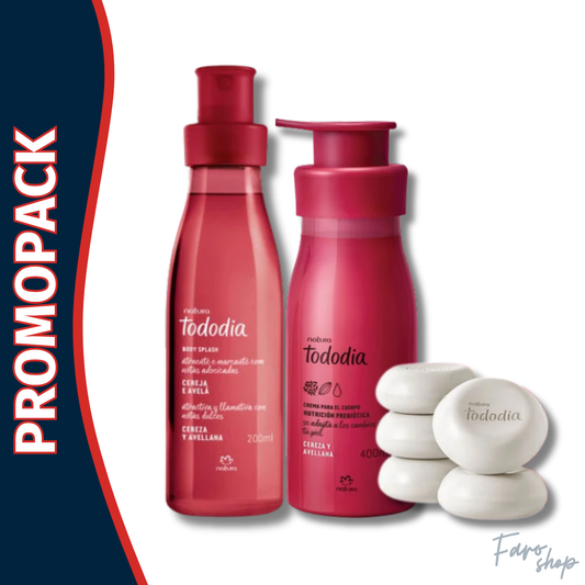 PROMOPACK COLONIA TODODIA CEREZA Y AVELLANA + CREMA CORPORAL + JABONES EN BARRA
