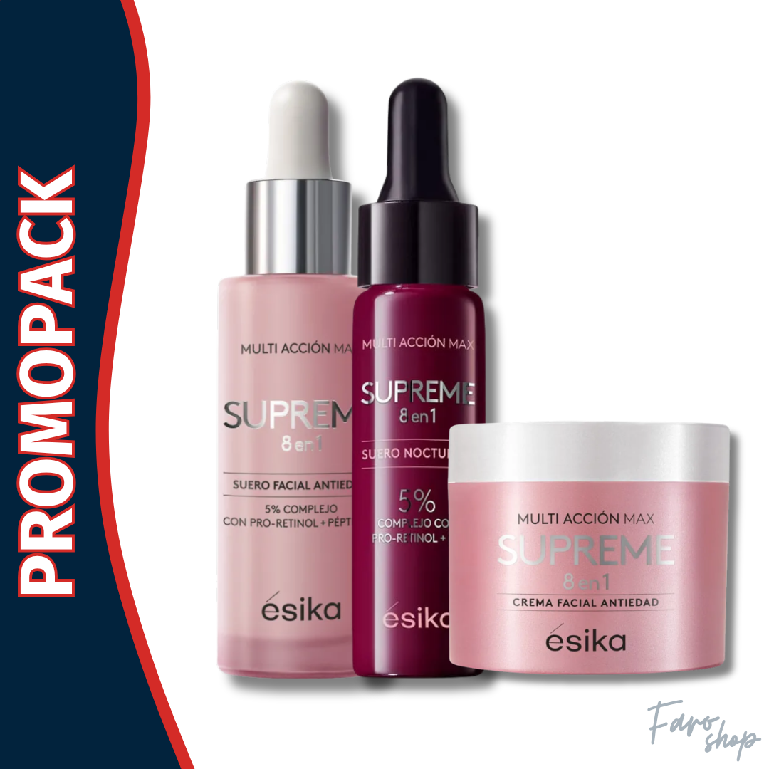 PROMOPACK FACIAL SUPREME 8 EN 1 - CREMA ANTIEDAD + SUERO ANTIEDAD + SUERO NOCTURNO