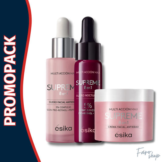 PROMOPACK FACIAL SUPREME 8 EN 1 - CREMA ANTIEDAD + SUERO ANTIEDAD + SUERO NOCTURNO