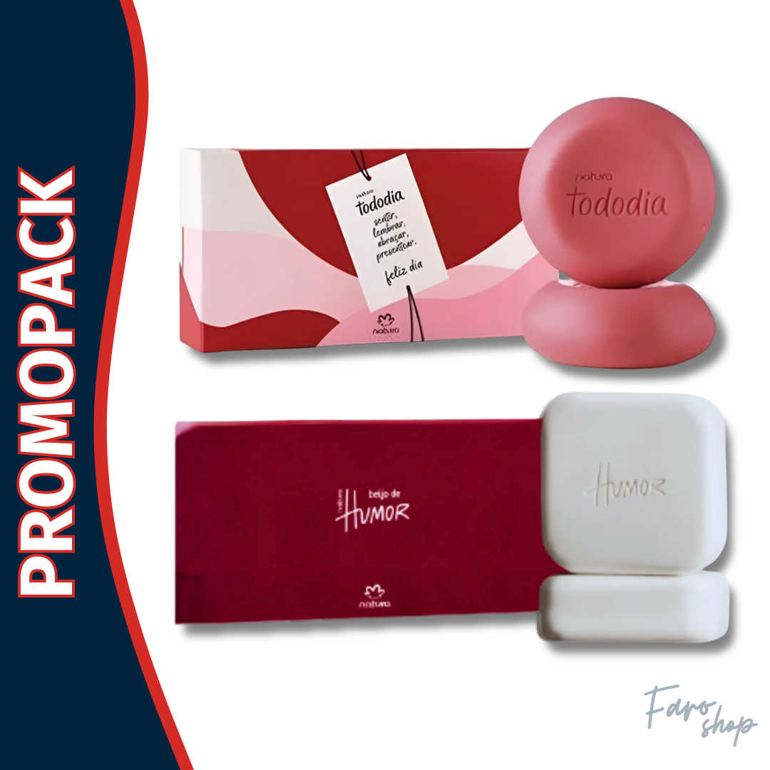 PROMOPACK JABONES EN BARRA HUMOR BEIJO MASCULINO + FRAMBUESA Y PIMIENTA ROSA FEMENINO
