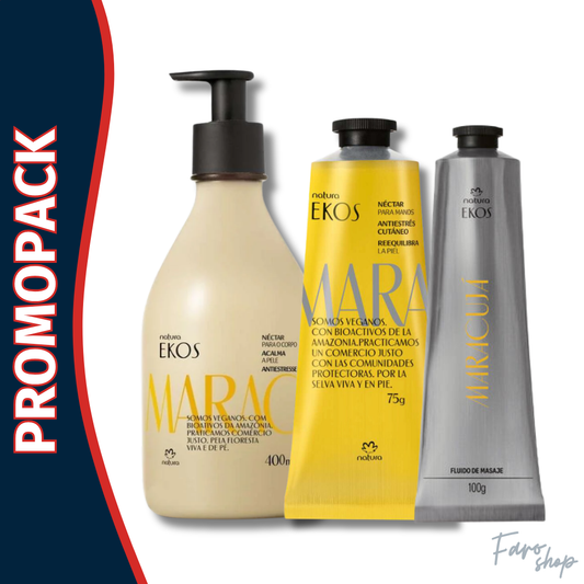 PROMOPACK PULPA CORPORAL EKOS MARACUYA + PULPA PARA MANOS + FLUIDO PARA MASAJES