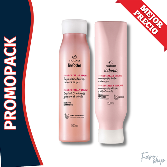 PROMOPACK SHAMPOO + ACONDICIONADOR TODODIA REPARADOR FLOR DE CEREZA Y AGUACATE