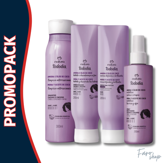 PROMOPACK SHAMPOO + ACONDICIONADOR + SPRAY HIDRATANTE + CREMA PARA PEINAR- TODODIA CABELLO RIZADO Y AFRO