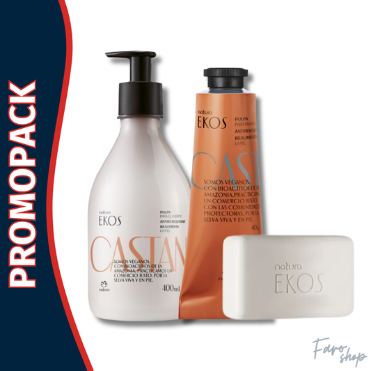 PROMOPACK PULPA CORPORAL EKOS CASTAÑA + PULPA PARA MANOS 40g + JABON EN BARRA