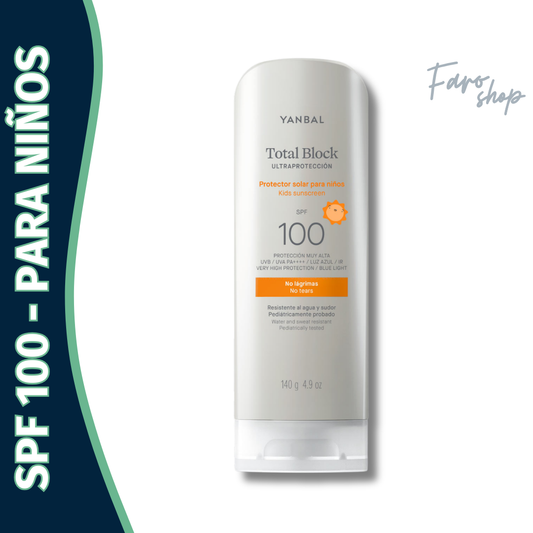 PROTECTOR SOLAR BLOQUEADOR SPF 100 TOTAL BLOCK KIDS