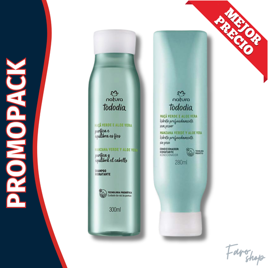 PROMOPACK SHAMPOO + ACONDICIONADOR TODODIA HIDRATANTE MANZANA VERDE Y ALOE VERA